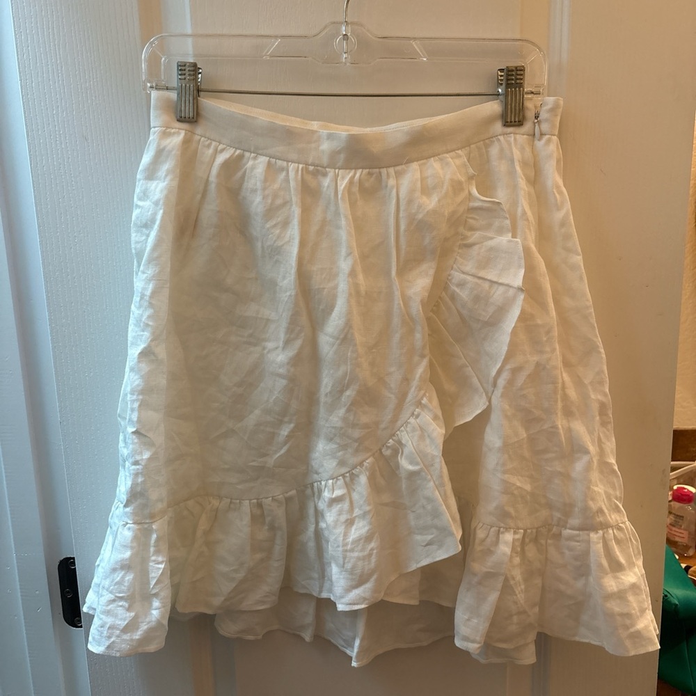 J. Crew White Ruffle Mini Skirt